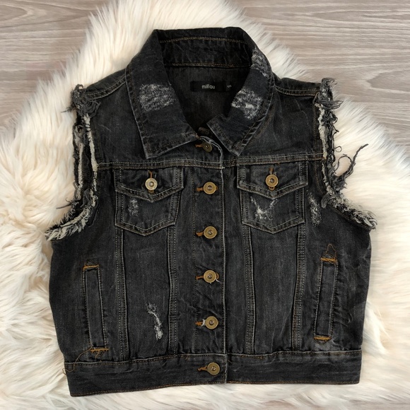 LF Jackets & Blazers - LF MILLAU Distressed Jean Vest Black S